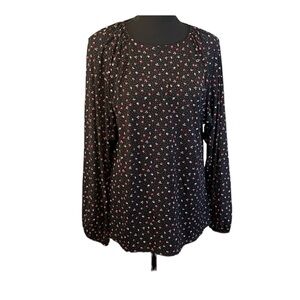 Banana Republic Black Red Long Sleeve Peasant Blouse